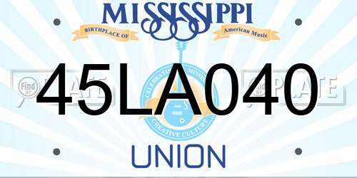 45LA040 Mississippi License Plate