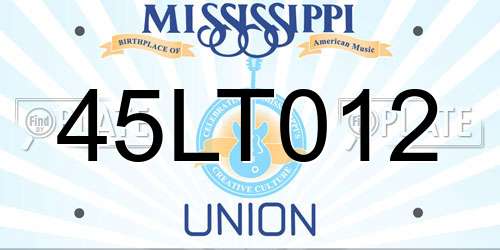 45LT012 Mississippi License Plate