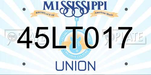 45LT017 Mississippi License Plate