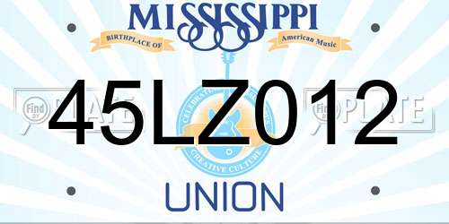 45LZ012 Mississippi License Plate