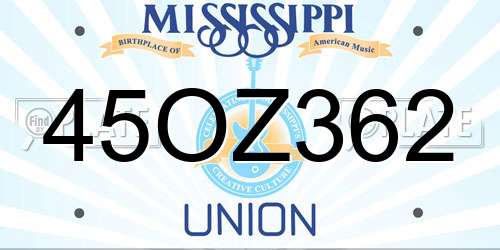 45OZ362 Mississippi License Plate