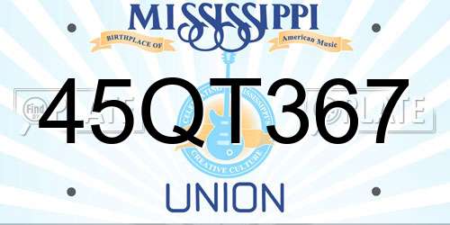 45QT367 Mississippi License Plate