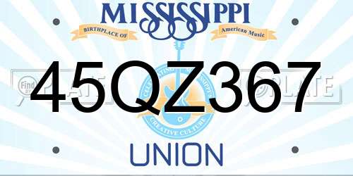 45QZ367 Mississippi License Plate