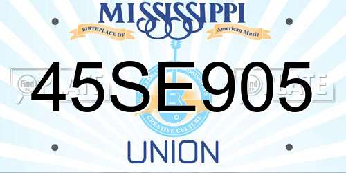 45SE905 Mississippi License Plate