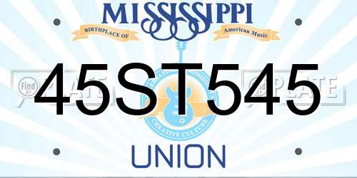 45ST545 Mississippi License Plate