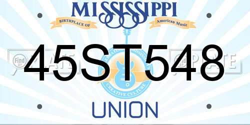 45ST548 Mississippi License Plate