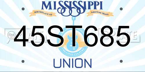 45ST685 Mississippi License Plate