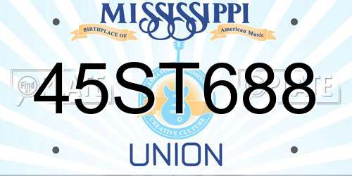 45ST688 Mississippi License Plate