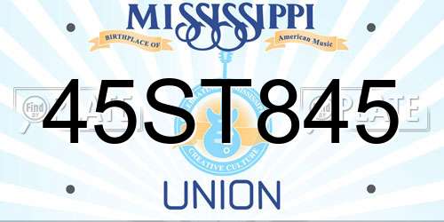 45ST845 Mississippi License Plate