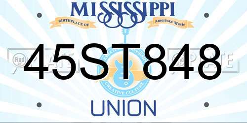 45ST848 Mississippi License Plate