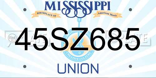 45SZ685 Mississippi License Plate