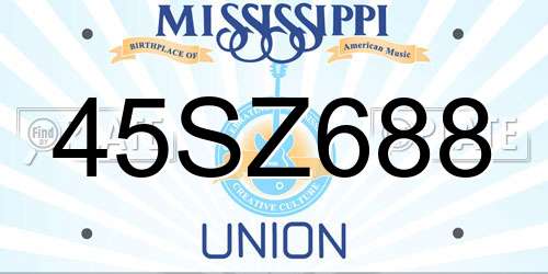 45SZ688 Mississippi License Plate