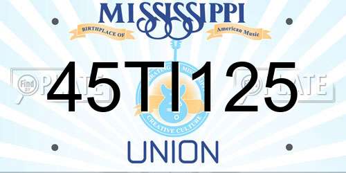 45TI125 Mississippi License Plate