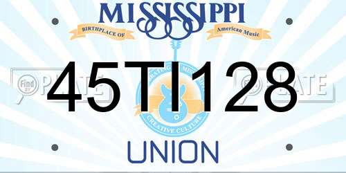45TI128 Mississippi License Plate