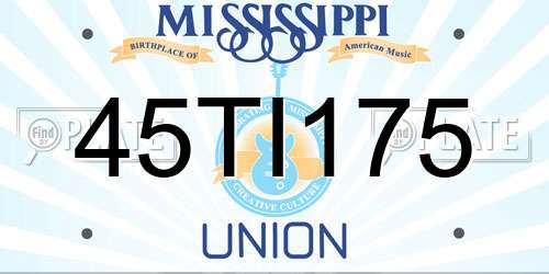 45TI175 Mississippi License Plate