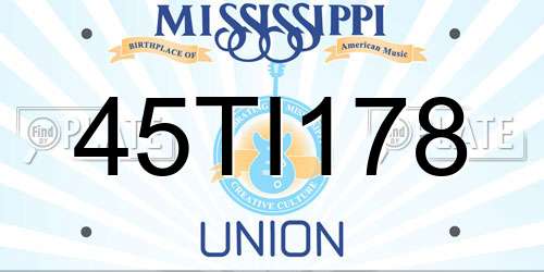 45TI178 Mississippi License Plate