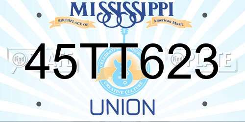 45TT623 Mississippi License Plate