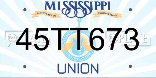 45TT673 Mississippi License Plate