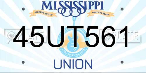 45UT561 Mississippi License Plate