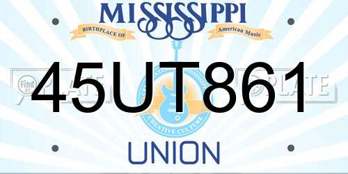 45UT861 Mississippi License Plate