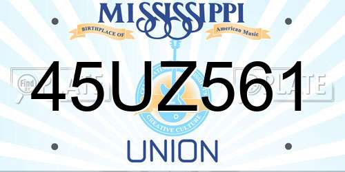 45UZ561 Mississippi License Plate
