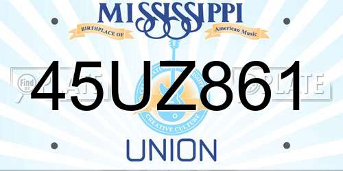 45UZ861 Mississippi License Plate