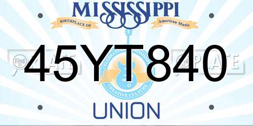 45YT840 Mississippi License Plate