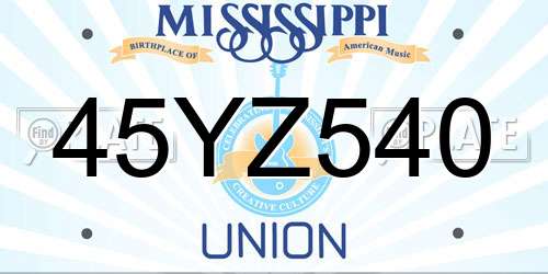 45YZ540 Mississippi License Plate