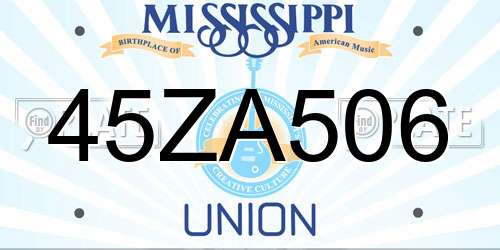 45ZA506 Mississippi License Plate