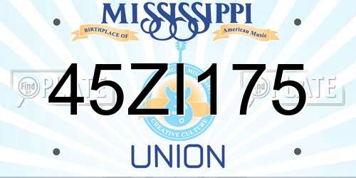 45ZI175 Mississippi License Plate
