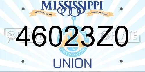 46023Z0 Mississippi License Plate