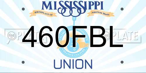 460FBL Mississippi License Plate