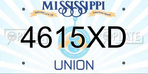 4615XD Mississippi License Plate