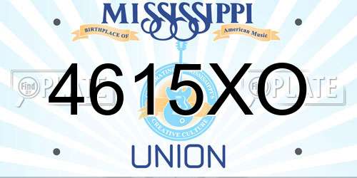 4615XO Mississippi License Plate