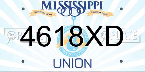 4618XD Mississippi License Plate