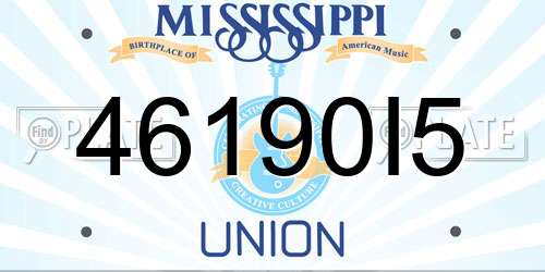46190I5 Mississippi License Plate
