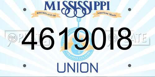46190I8 Mississippi License Plate