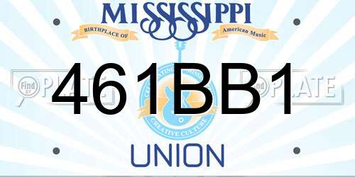 461BB1 Mississippi License Plate