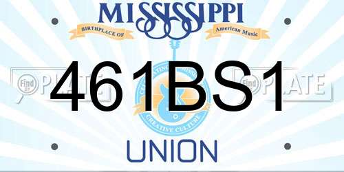 461BS1 Mississippi License Plate