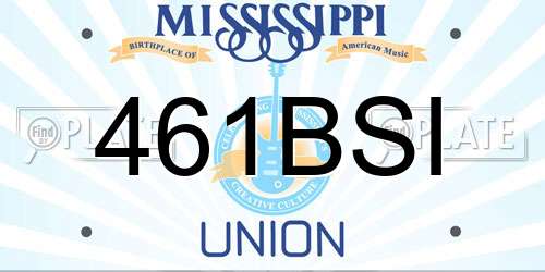 461BSI Mississippi License Plate