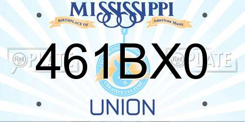 461BX0 Mississippi License Plate