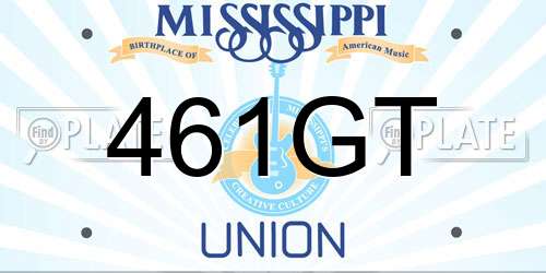 461GT Mississippi License Plate