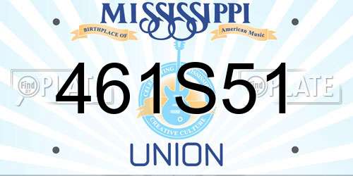 461S51 Mississippi License Plate