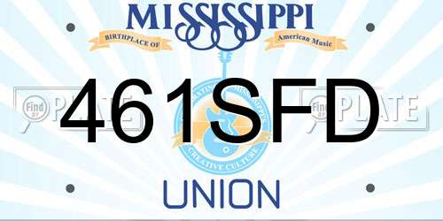 461SFD Mississippi License Plate