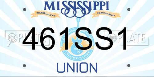 461SS1 Mississippi License Plate