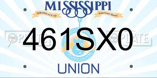 461SX0 Mississippi License Plate