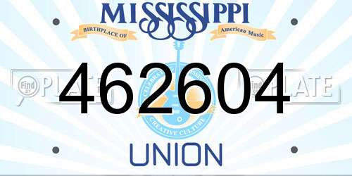 462604 Mississippi License Plate