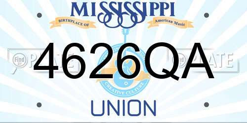4626QA Mississippi License Plate