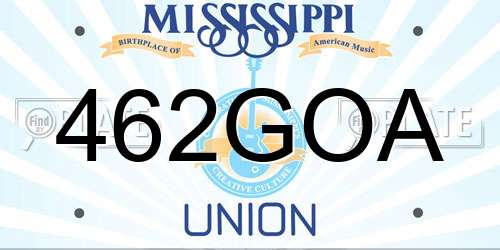 462GOA Mississippi License Plate