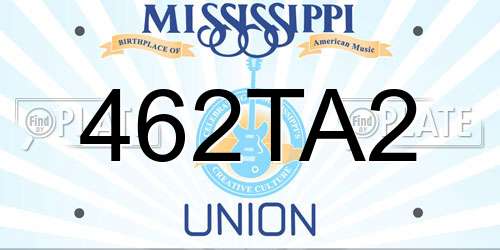 462TA2 Mississippi License Plate